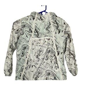 COLD CULTURE Hooded Windbreaker Jacket Swirled Removeable Front White Black L